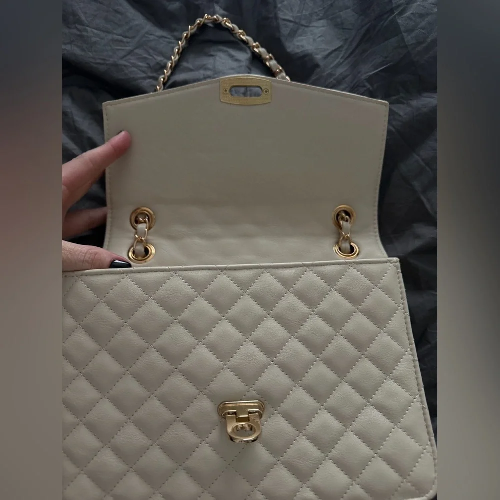 Cream Quilted Shoulder Bag